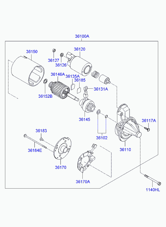 Hyundai (BEIJING) 36100-2B100 - Starter aaoparts.ro