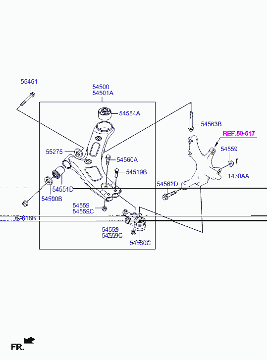 KIA 545004H200 - Arm complete - front lower, lh aaoparts.ro