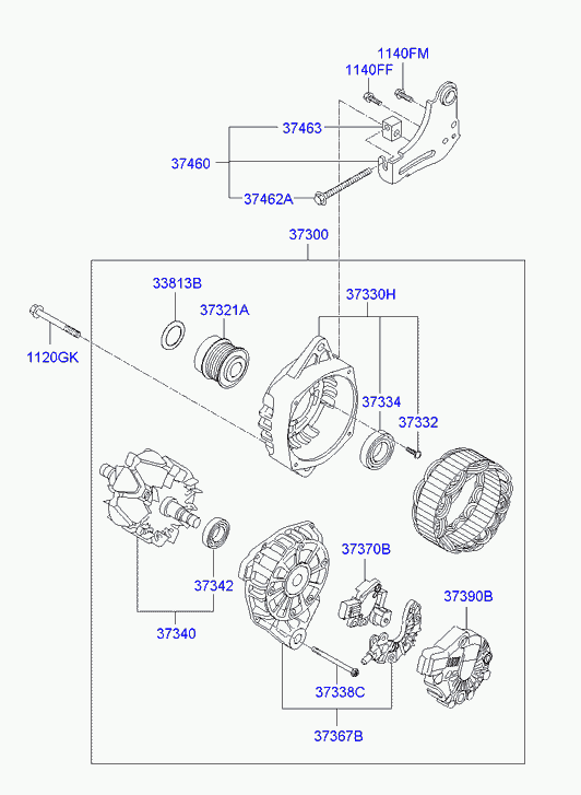 Hyundai 373002B750 - Generator / Alternator aaoparts.ro