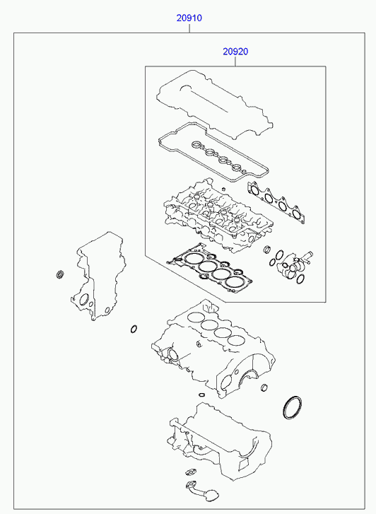 KIA-HYUNDAI 20920-2BK00 - Set garnituri, chiulasa aaoparts.ro