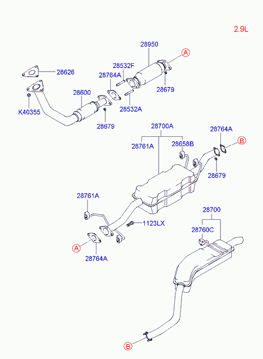 KIA-HYUNDAI 0 K011 40 305 - Garnitura, racord evacuare aaoparts.ro
