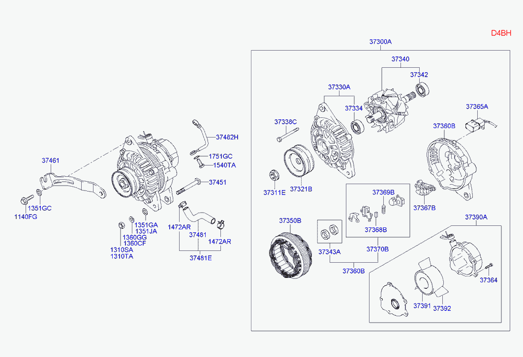 KIA-HYUNDAI 37300--4X50 1 - Generator / Alternator aaoparts.ro