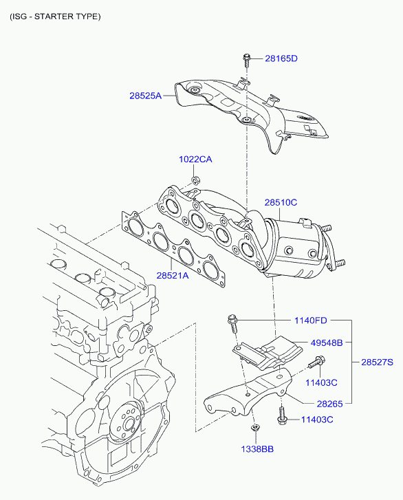 KIA 28521 2B000 - Garnitura, galerie evacuare aaoparts.ro