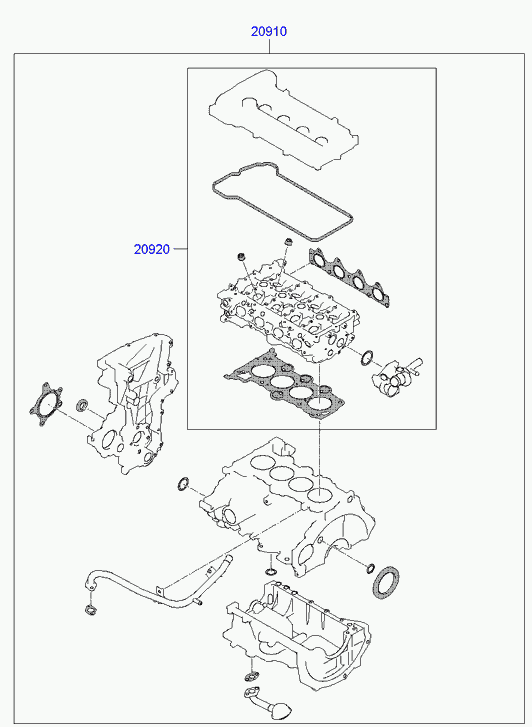 KIA-HYUNDAI 20920-2BA00 - Set garnituri, chiulasa aaoparts.ro