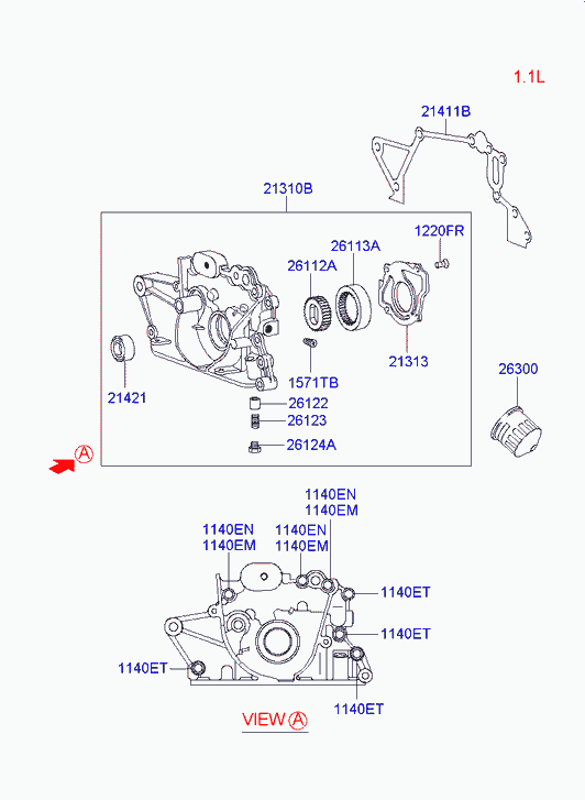 Hyundai 21421-22001 - Simering, ax cu came aaoparts.ro