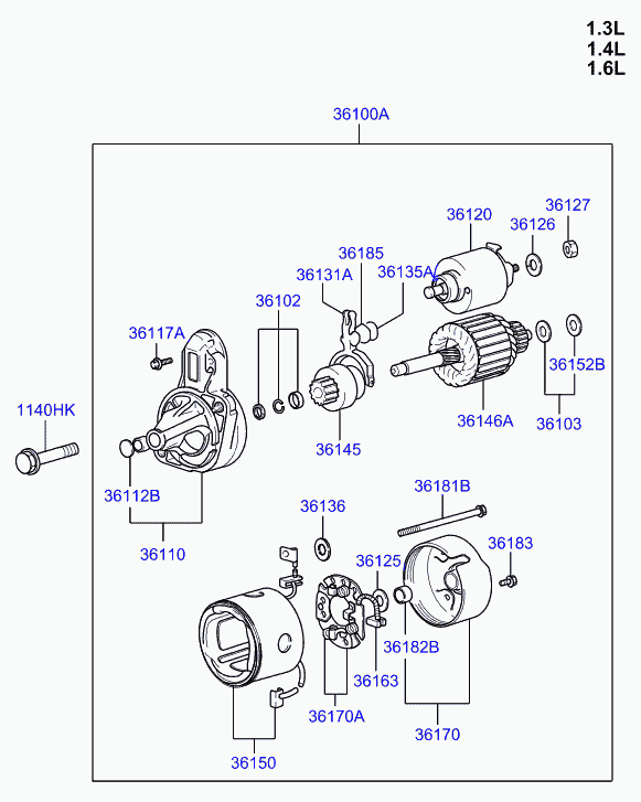 Hyundai 36100-22800 - Starter aaoparts.ro