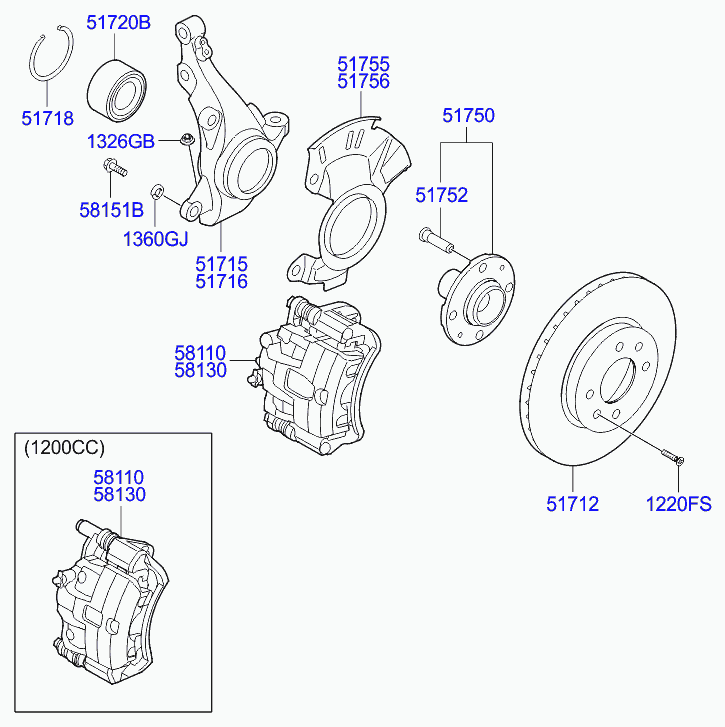 Hyundai 581101J100 - Etrier frana aaoparts.ro