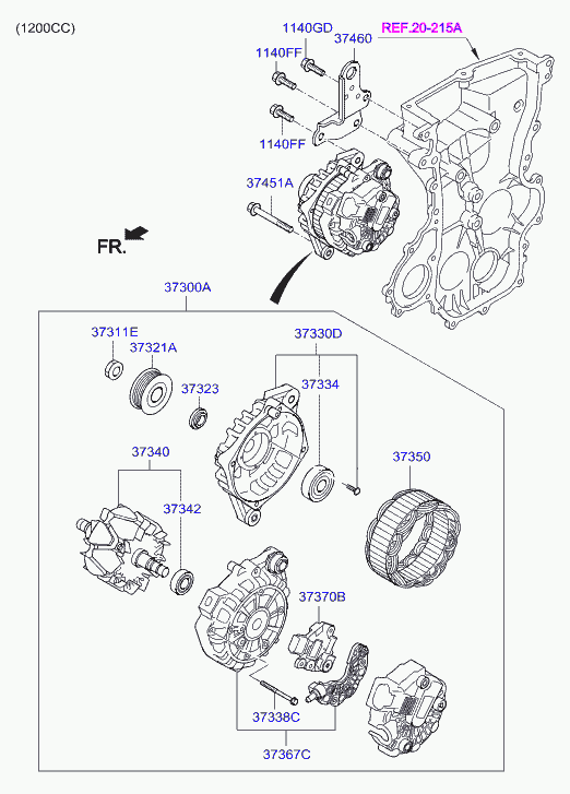 KIA-HYUNDAI 3730003805 - Generator / Alternator aaoparts.ro