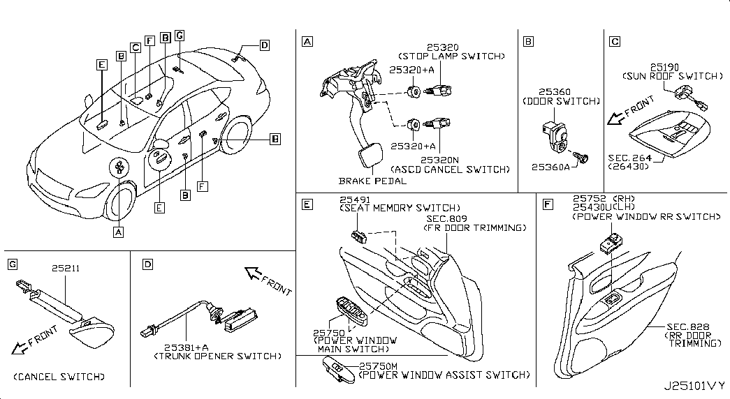 NISSAN 25380-ED000 - Comutator, haion aaoparts.ro