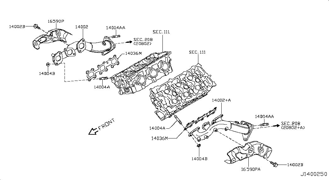 NISSAN 14036-4W015 - Garnitura, galerie evacuare aaoparts.ro