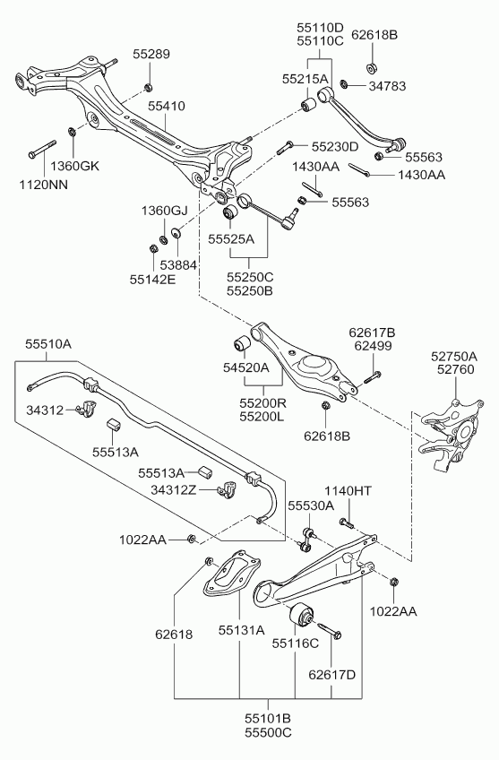 KIA 55513-4D000 - Cuzinet, stabilizator aaoparts.ro