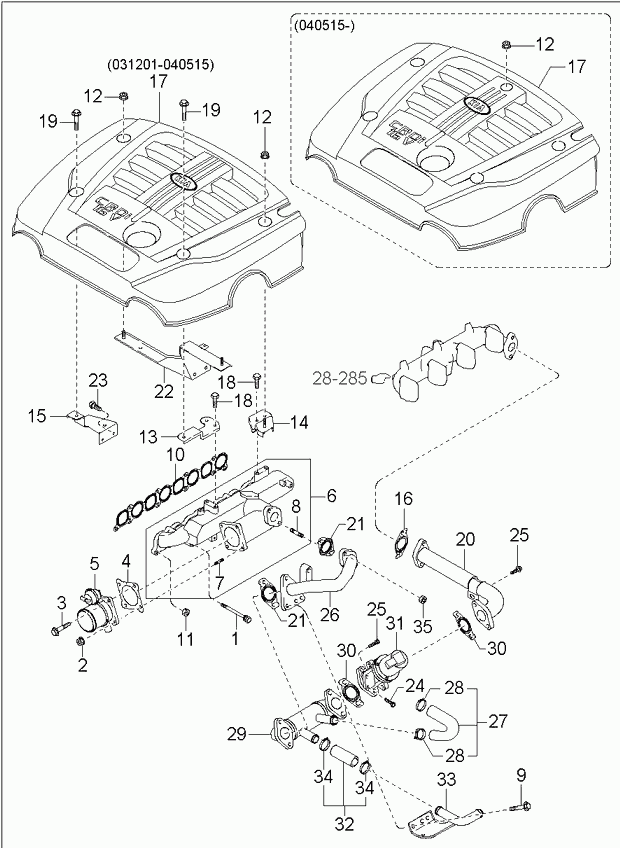 KIA-HYUNDAI 28355-4A001 - Garnitura, galerie admisie aaoparts.ro