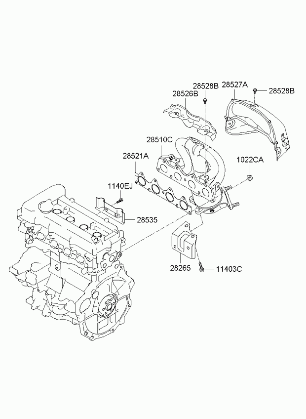 Hyundai 28521-2B001 - Garnitura, galerie evacuare aaoparts.ro