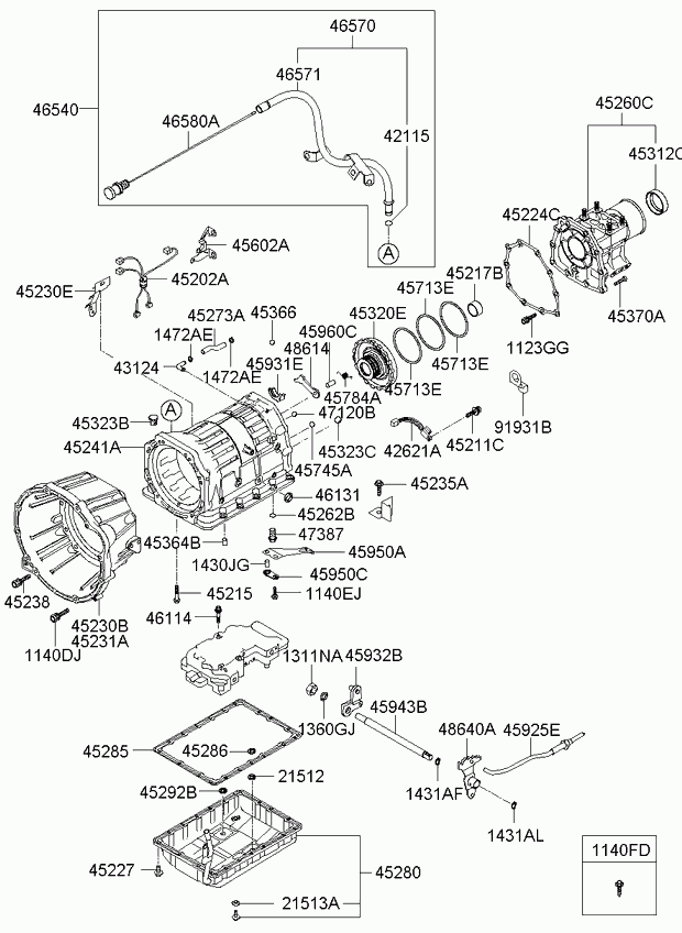 Hyundai 452284C000 - Garnitura baie ulei aaoparts.ro