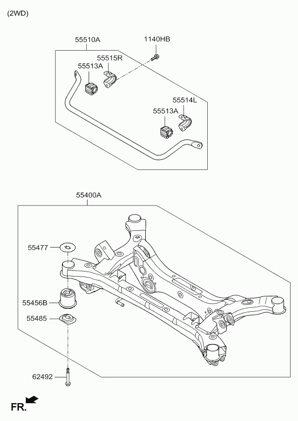 Hyundai 55513 F1000 - Cuzinet, stabilizator aaoparts.ro