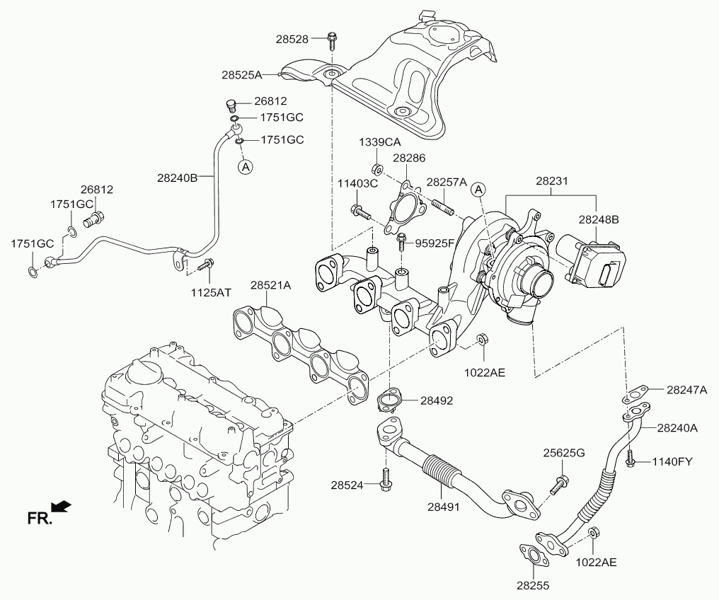 Hyundai 282412A810 - Conducta ulei, incarcare aaoparts.ro