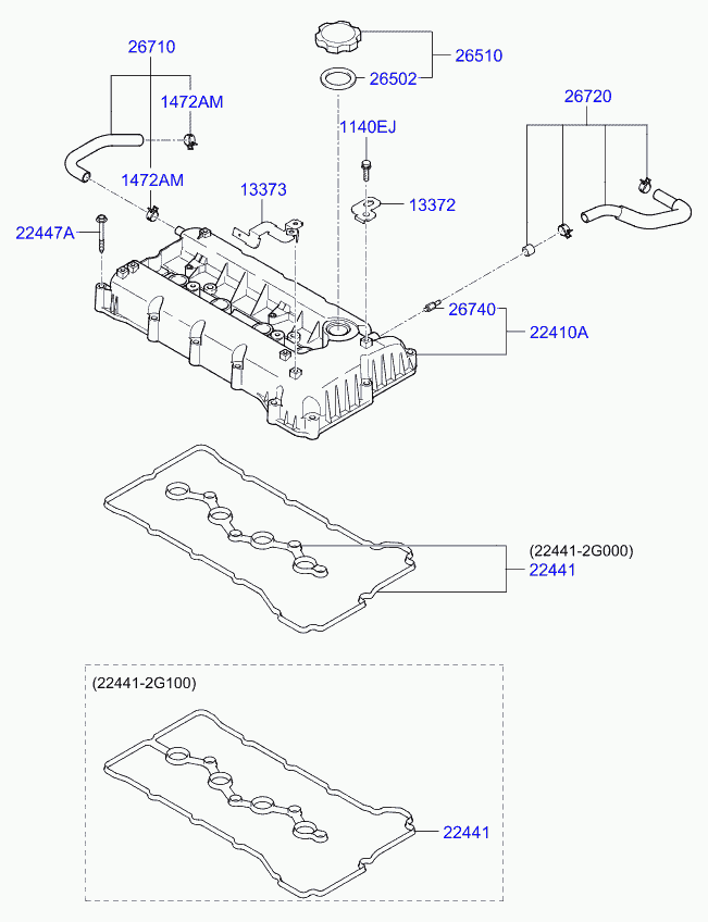 Hyundai 22441-2G000 - Garnitura, capac supape aaoparts.ro