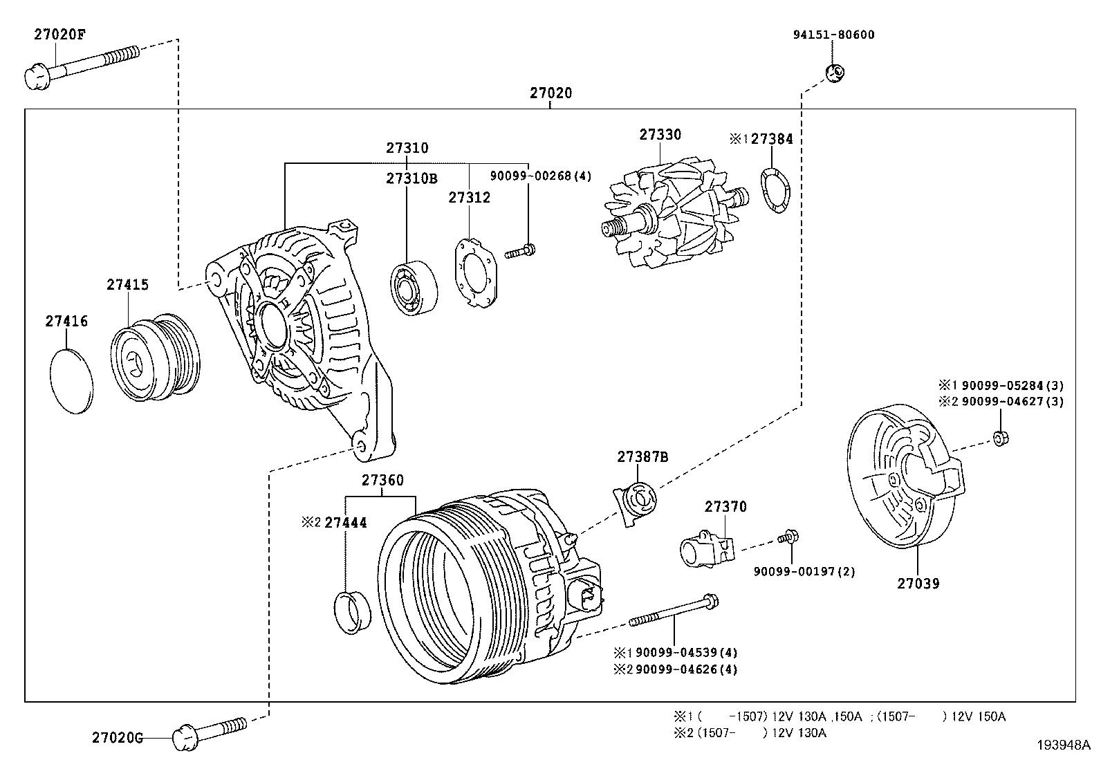 TOYOTA 274160W050 - Fulie, alternator aaoparts.ro