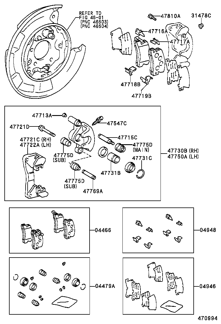 LEXUS 04466 33050 - Set placute frana,frana disc aaoparts.ro