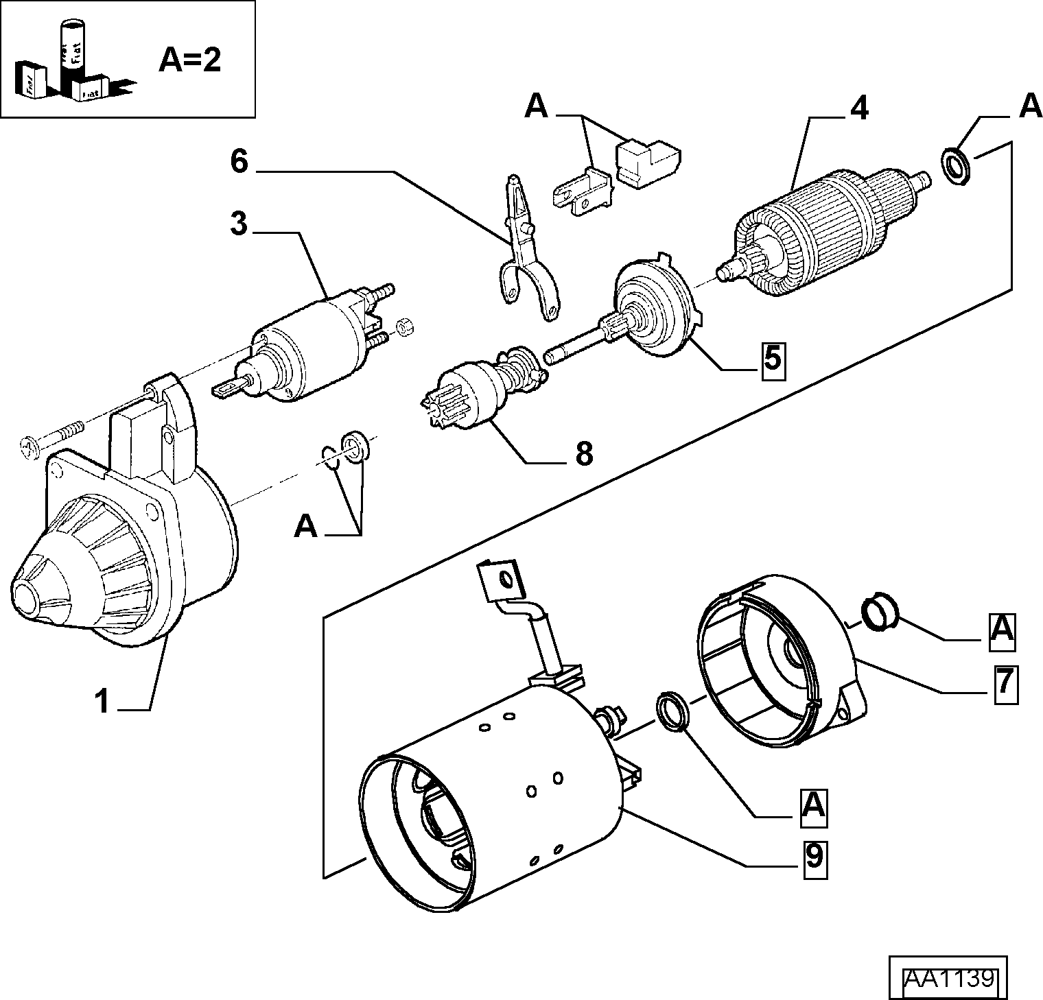 FIAT 9939129 - Parghie cuplare, demaror aaoparts.ro