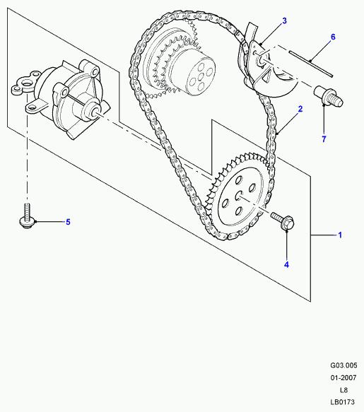 Land Rover LR 004405 - Lant, angrenare pompa ulei aaoparts.ro