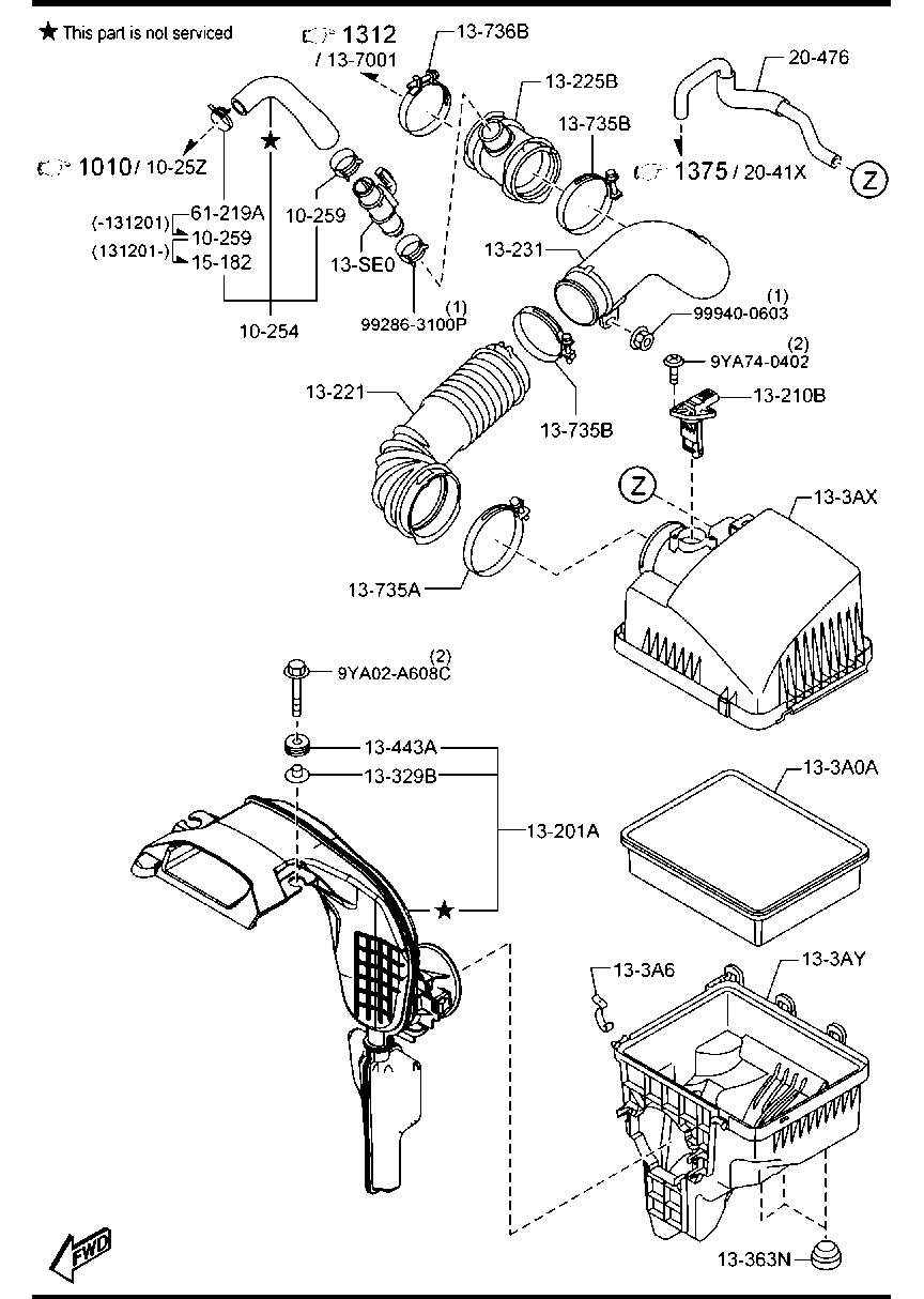 MAZDA SH01-13-3A0A - Filtru aer aaoparts.ro