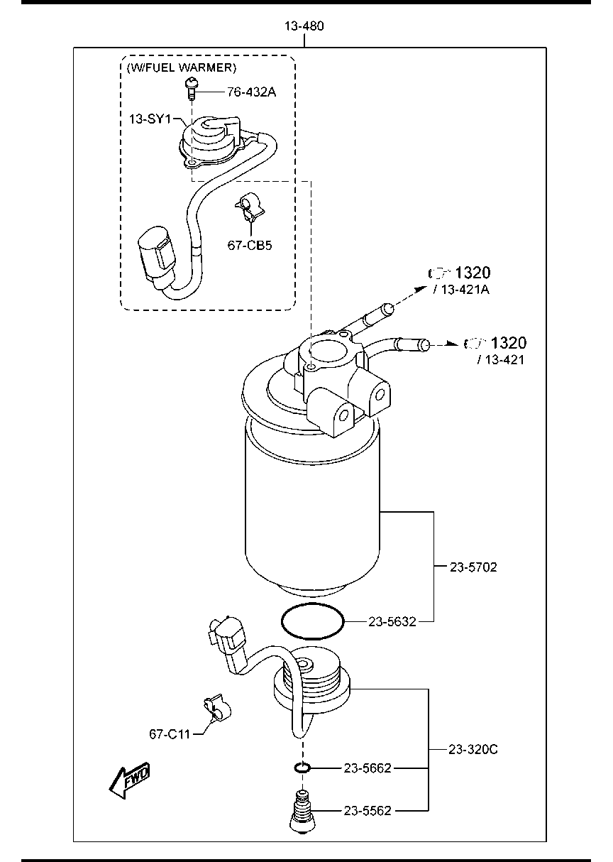 TOYOTA R2N5-13-ZA5 - Filtru combustibil aaoparts.ro