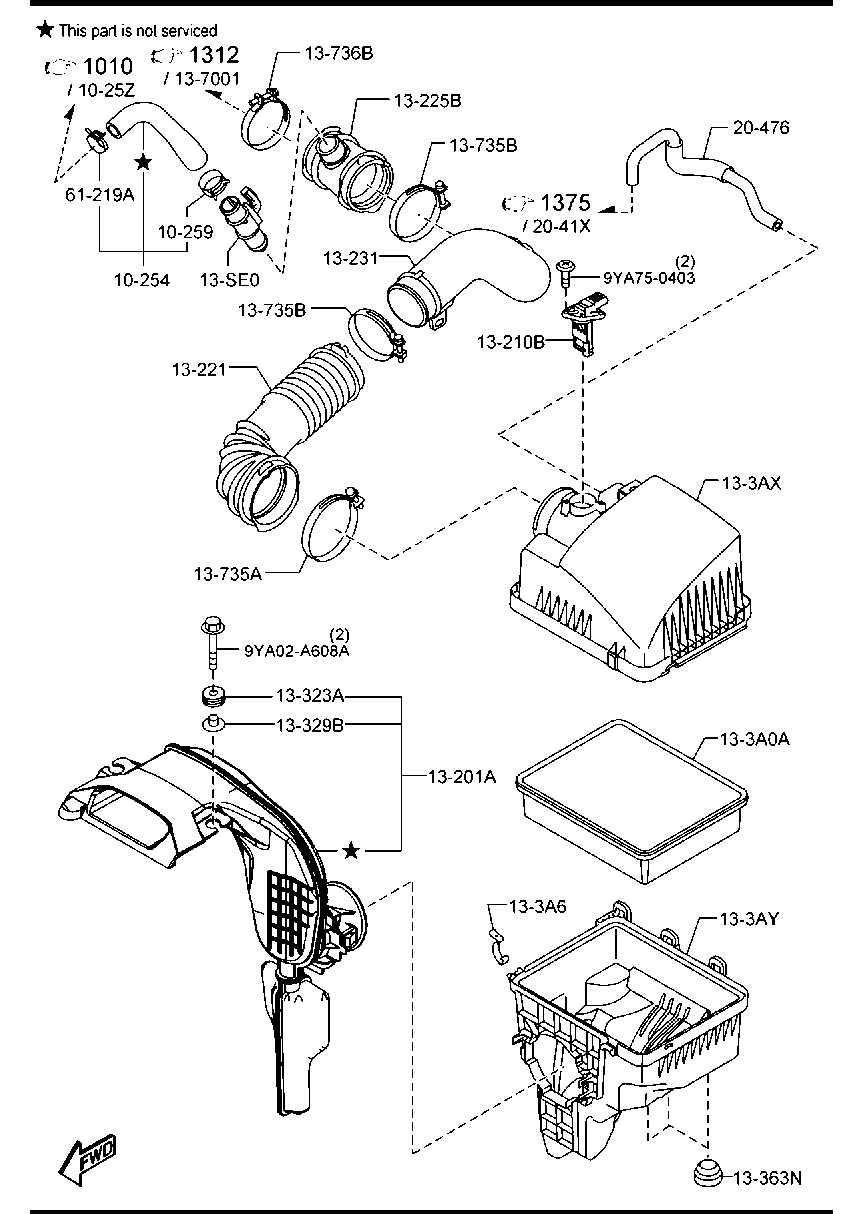 MAZDA SH01-13-3A0A - Filtru aer aaoparts.ro