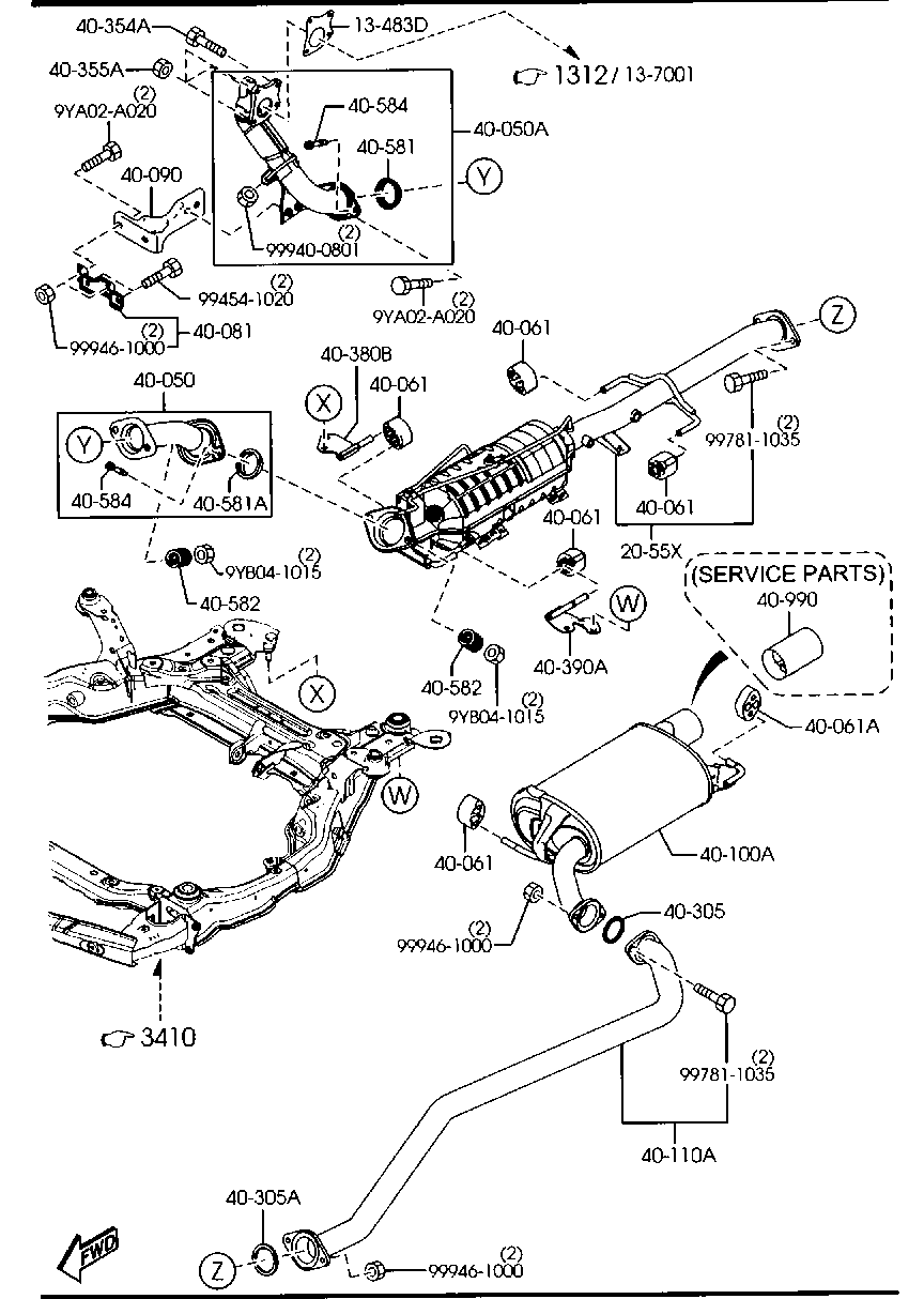 MAZDA RFK2-40-581 - Garnitura, racord evacuare aaoparts.ro