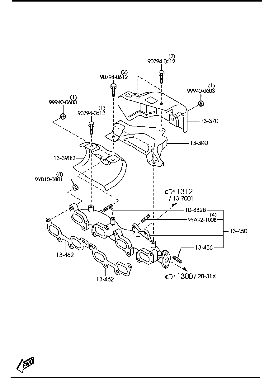 MAZDA RF5C-13-460 - Garnitura, galerie evacuare aaoparts.ro