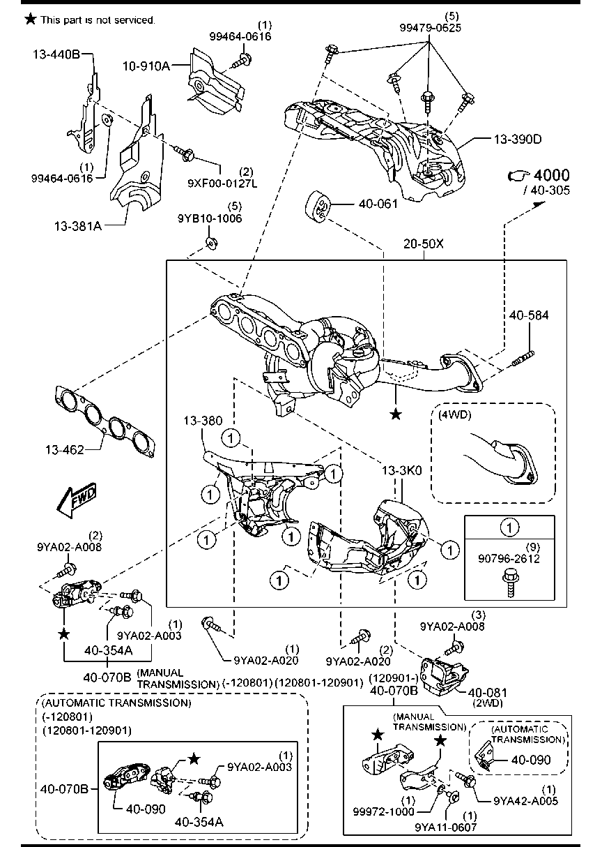 MAZDA PE17-13-460 - Garnitura, galerie evacuare aaoparts.ro