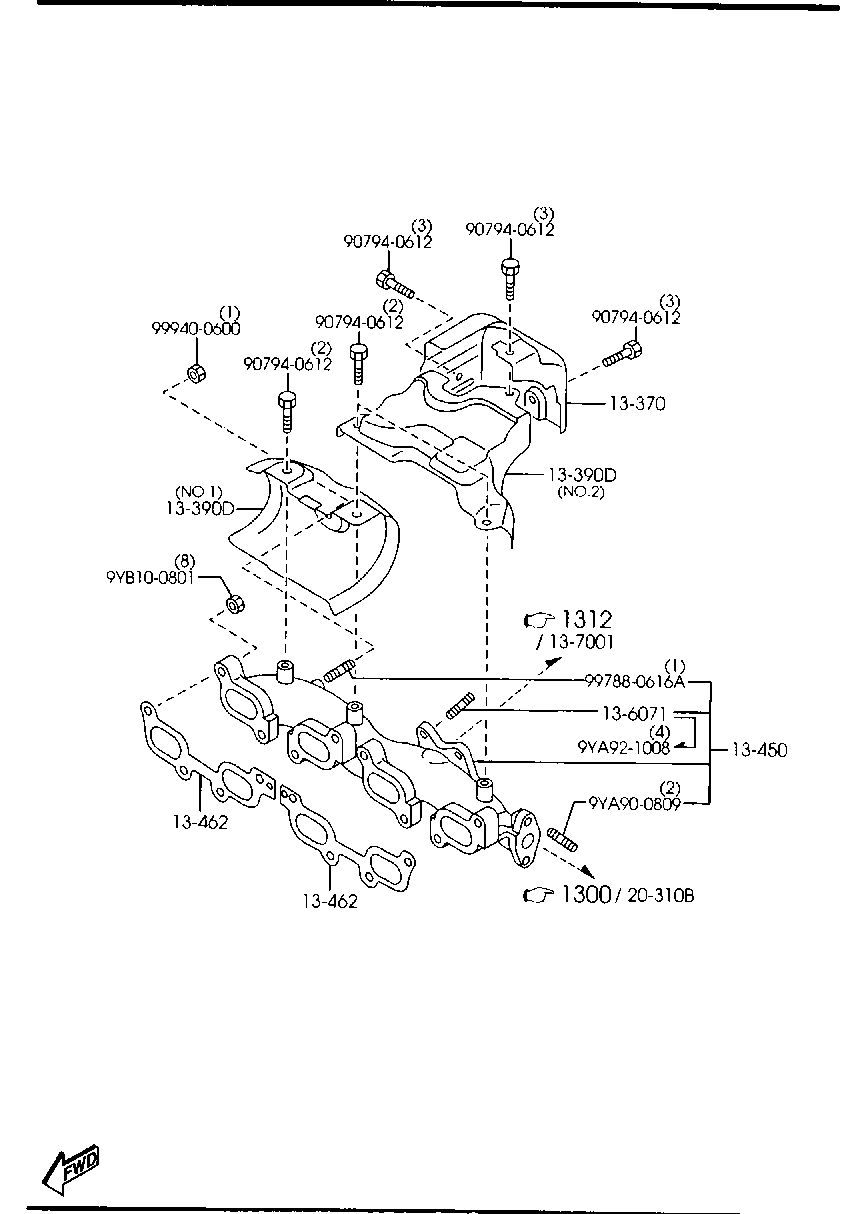 MAZDA RF5C-13-460 - Garnitura, galerie evacuare aaoparts.ro