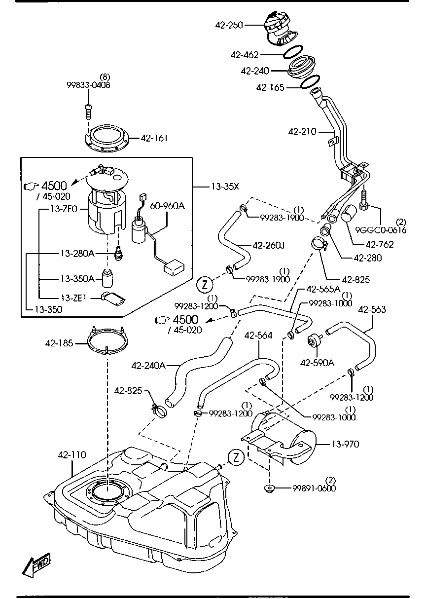 MAZDA LFB6-13-ZE0 - Filtru combustibil aaoparts.ro