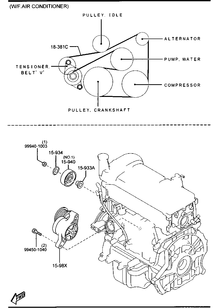 MAZDA ZJ38-15-909C - Curea transmisie cu caneluri aaoparts.ro