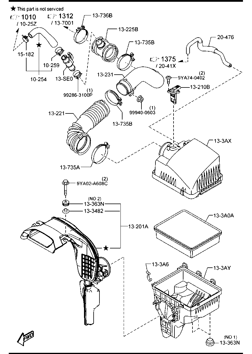 MAZDA SH01-13-3A0A - Filtru aer aaoparts.ro