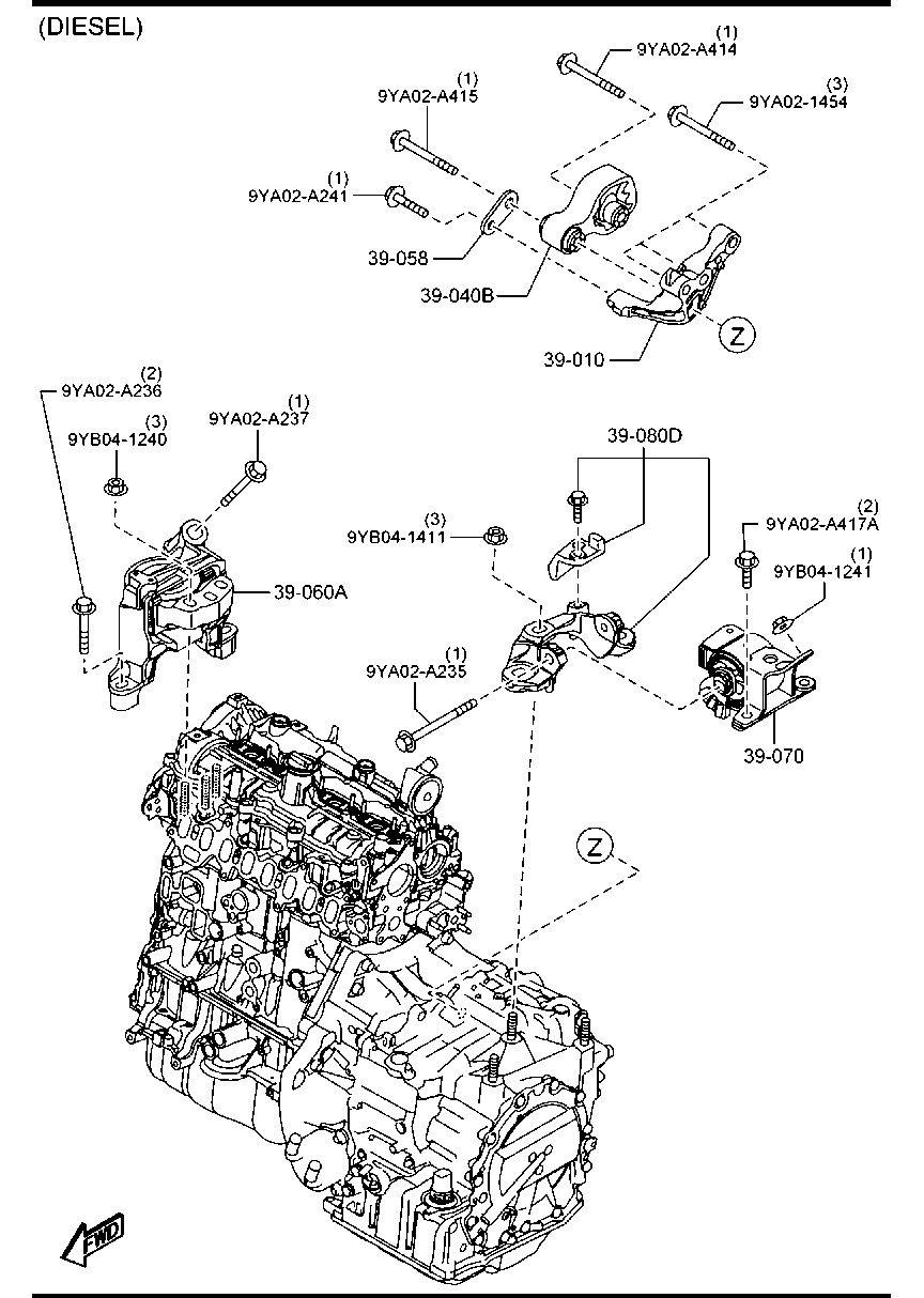 MAZDA KH31-39-040 - Suport motor aaoparts.ro