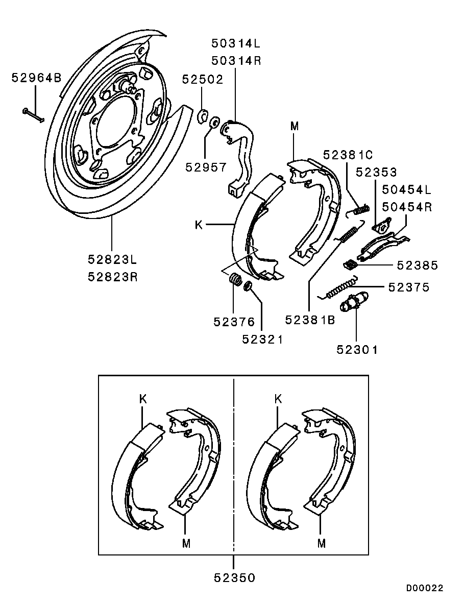 Mitsubishi 4800A001 - Set saboti frana, frana de mana aaoparts.ro