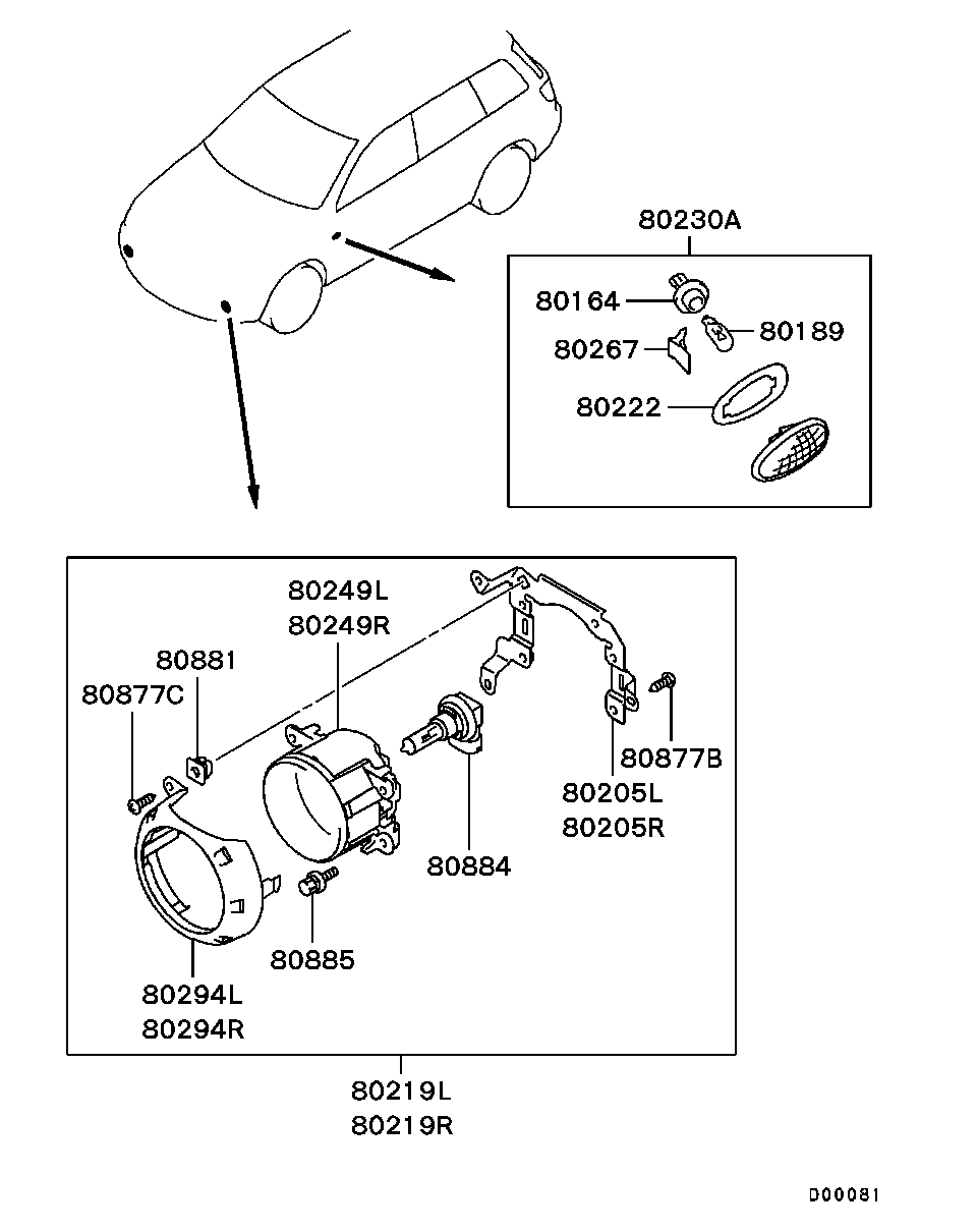 Mitsubishi 8321A076 - Proiector ceata aaoparts.ro