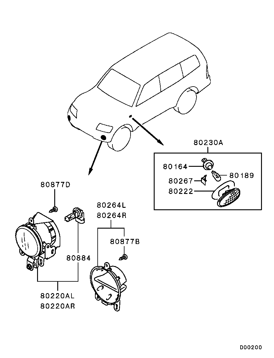 Mitsubishi MS 820960 - Bec, far pentru viraje aaoparts.ro