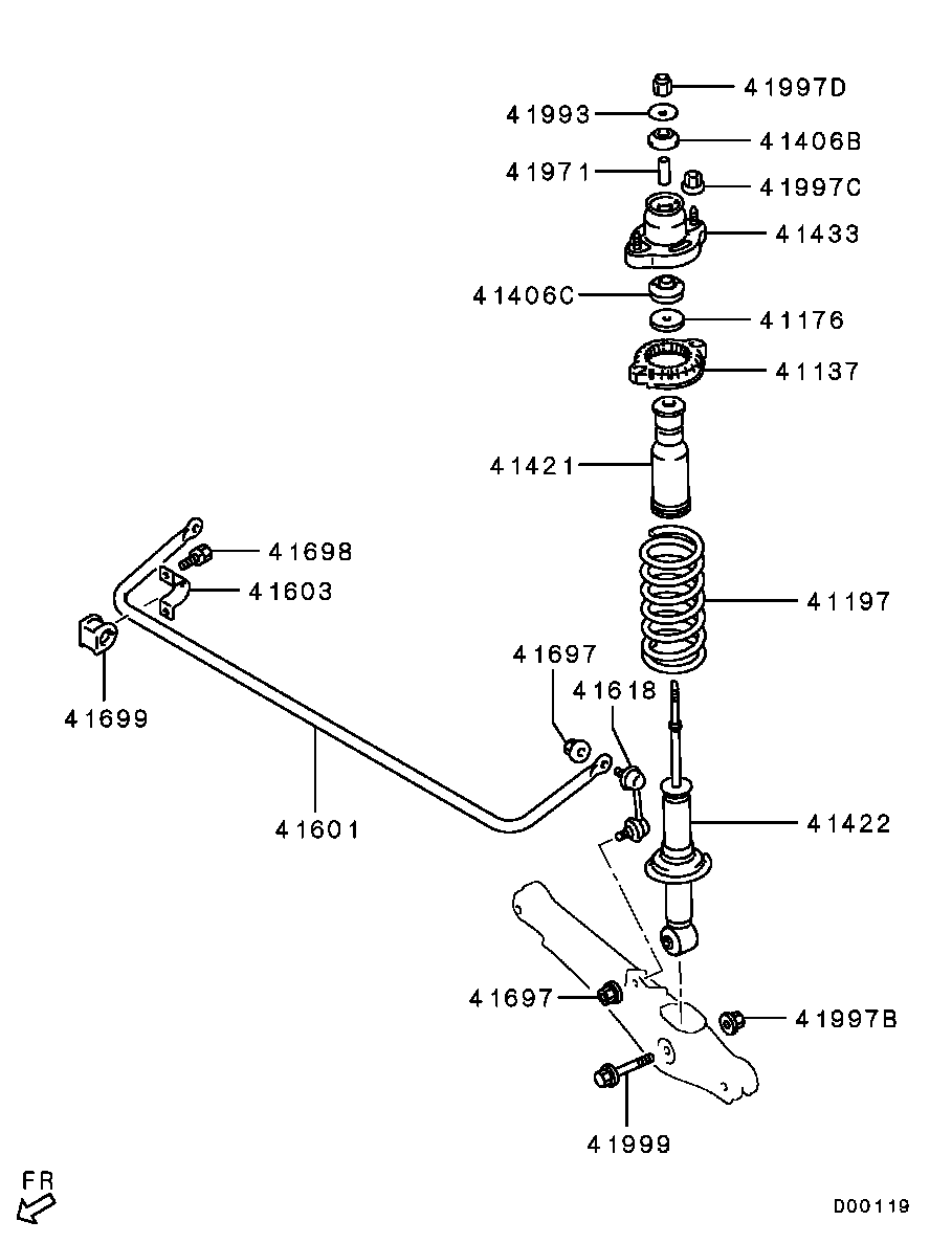 Mitsubishi 4162A036 - Amortizor aaoparts.ro