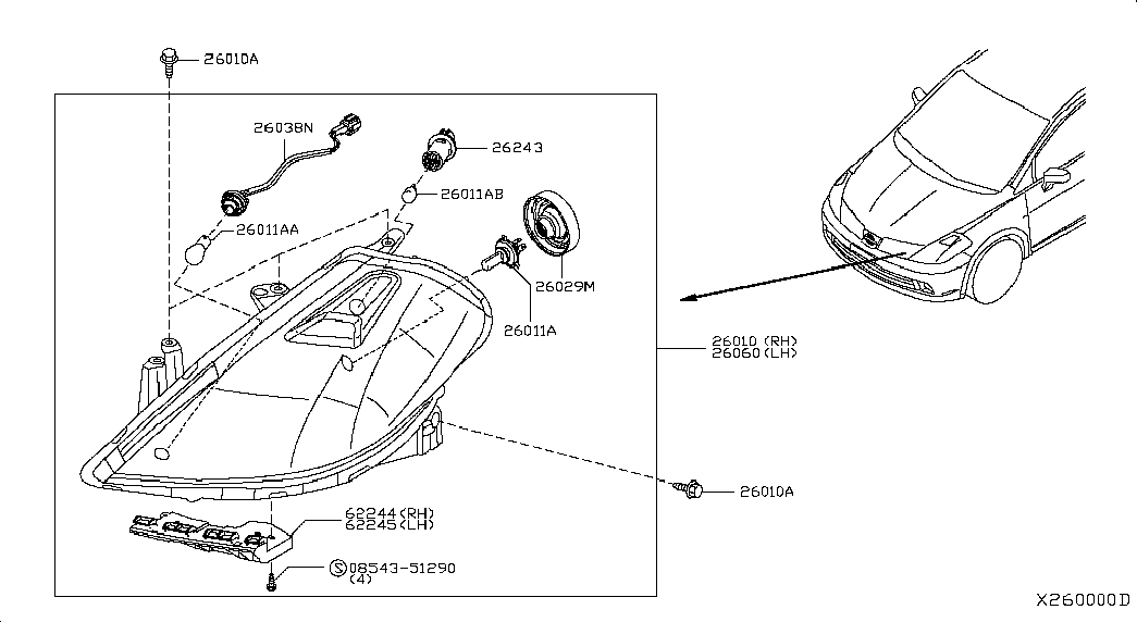NISSAN 26261EM31A - BULB aaoparts.ro