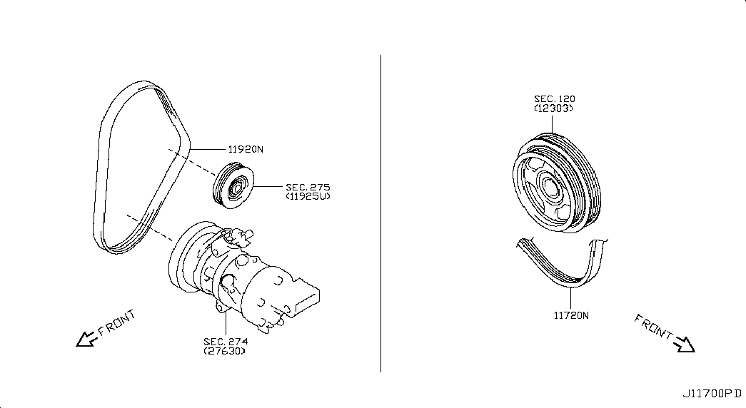 NISSAN 117204A00B - Curea transmisie cu caneluri aaoparts.ro