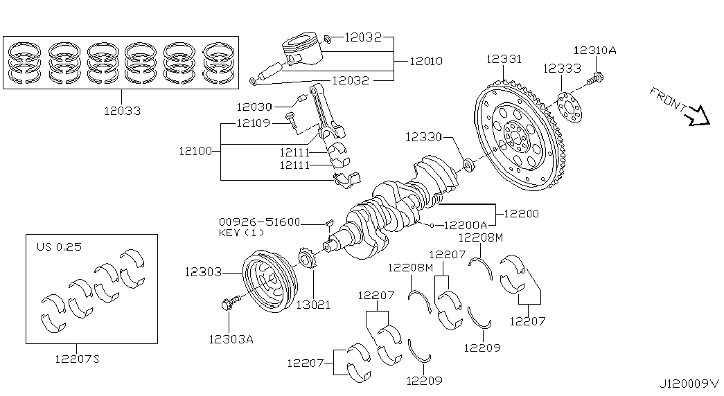 NISSAN 12281-31U00 - Saiba distantier, arbore cotit aaoparts.ro