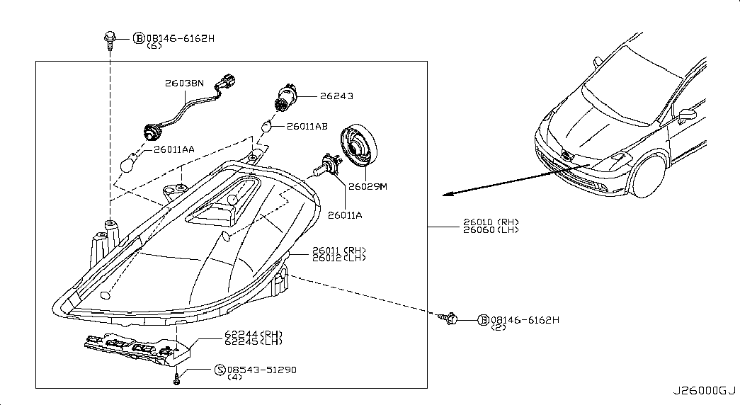 NISSAN 26294-89911 - Bec, proiector ceata aaoparts.ro