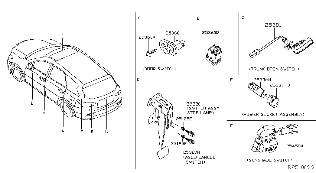 NISSAN 25320AX10A - Comutator lumini frana aaoparts.ro