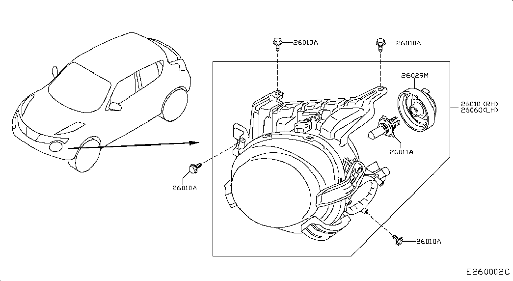 NISSAN 26294-8990D - Bec, proiector ceata aaoparts.ro