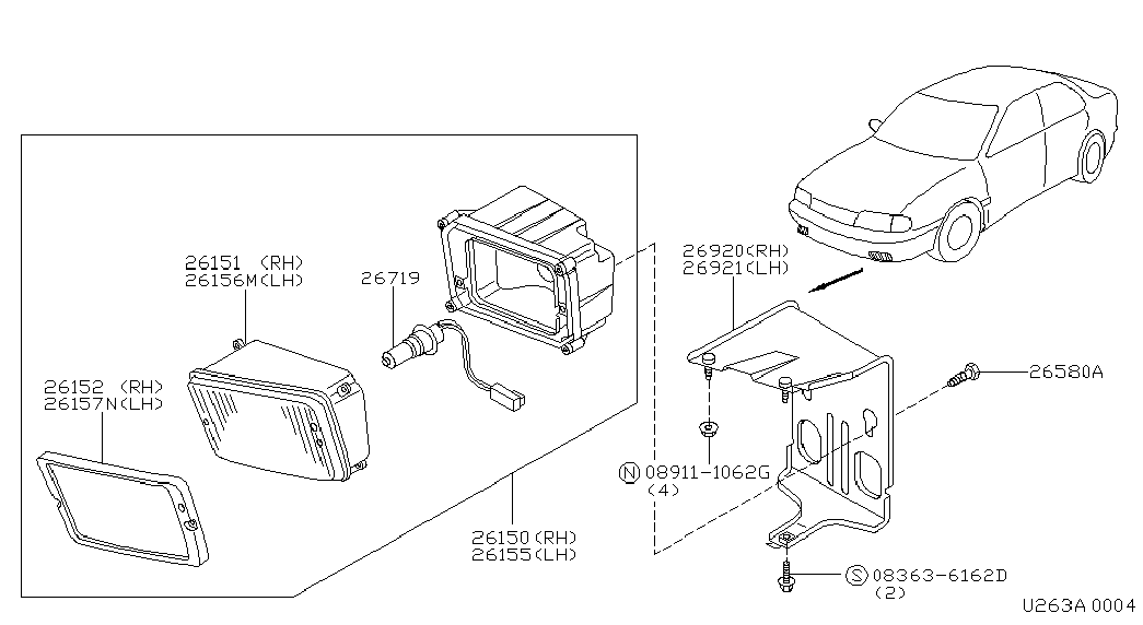 NISSAN 26293C9907 - Bec, far principal aaoparts.ro