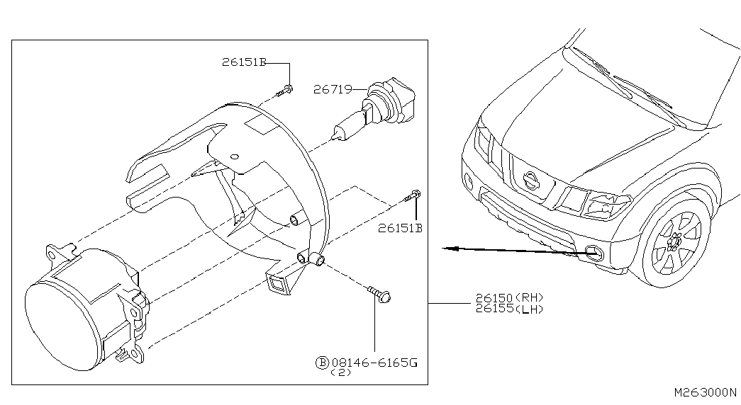 NISSAN 26150-EB500 - Proiector ceata aaoparts.ro