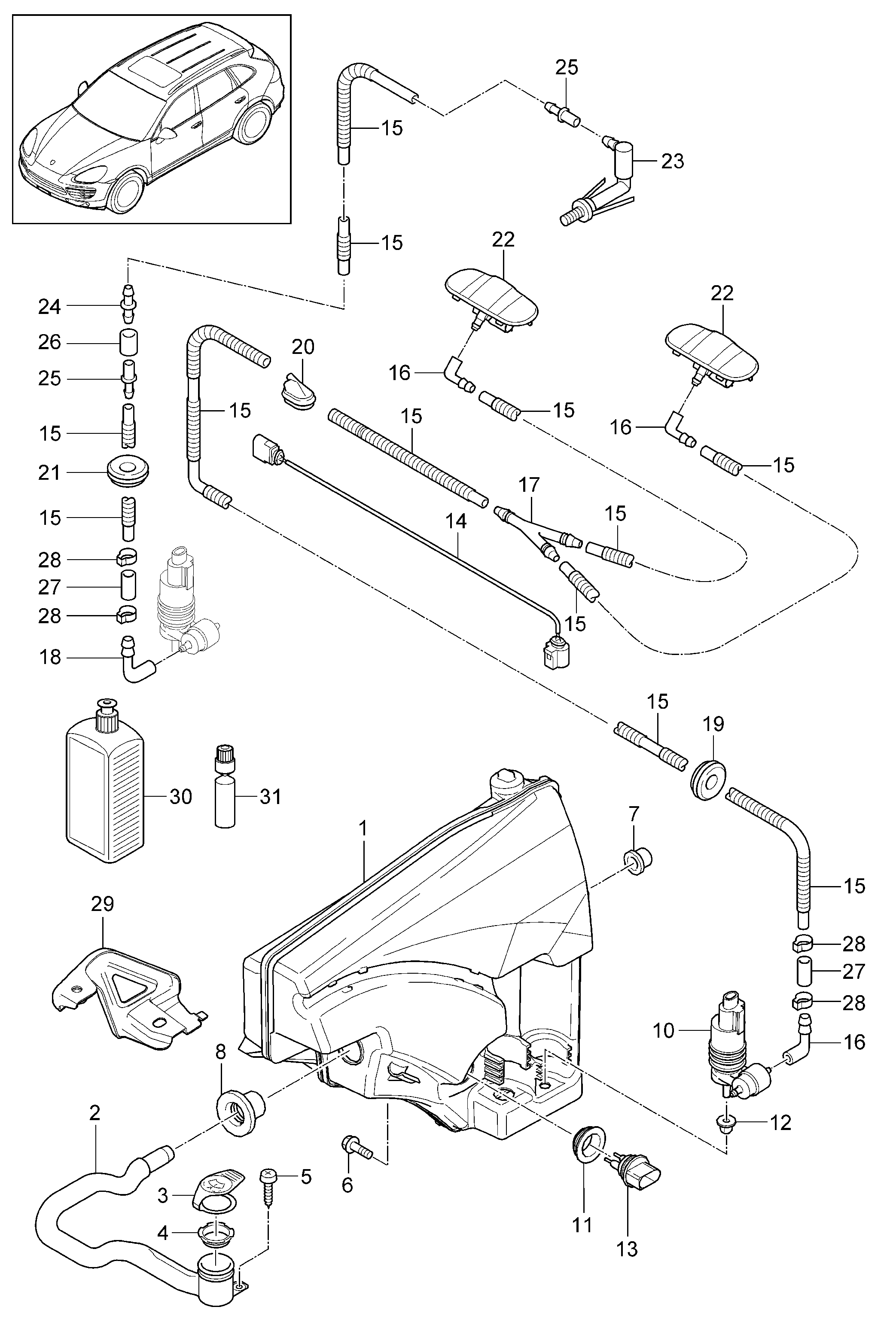 Porsche 955 628 105 00 - Senzor, nivel apa spalare geam aaoparts.ro