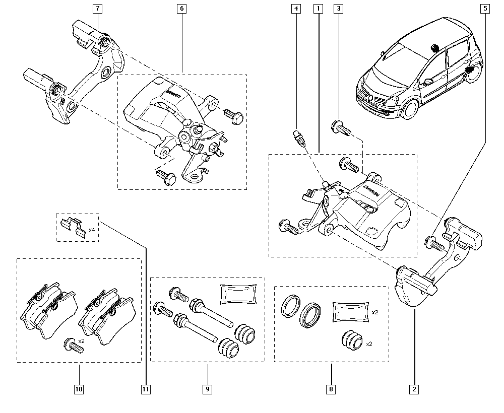 RENAULT TRUCKS 7701208380 - Set bucsi de ghidaj, etrier frana aaoparts.ro